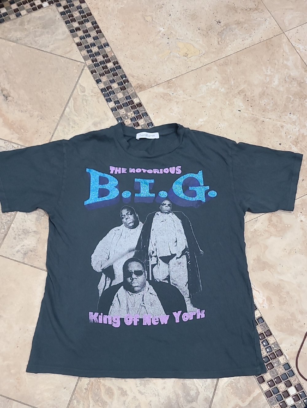 Daydreamer Mens'  Black Graphic Tee with Blue & Purple B.I.G. Print